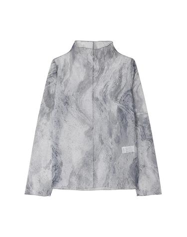 [컴젠] 여성 프린트 시스루 티셔츠 L GREY PRINT