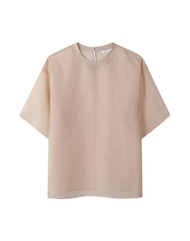 [컴젠] 여성 루즈핏 시스루 블라우스 L BEIGE