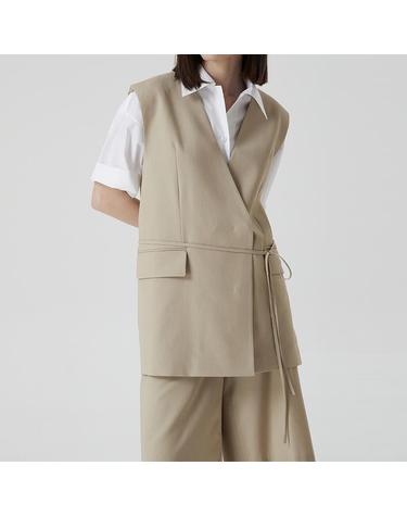 [컴젠] 여성 벨티드 미니멀 베스트 BEIGE
