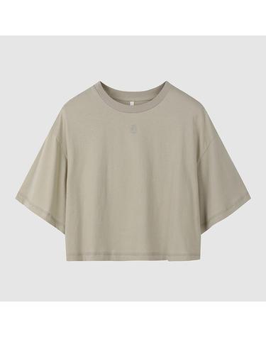 [컴젠] 여성 로고 크롭 반팔 티셔츠 L KHAKI
