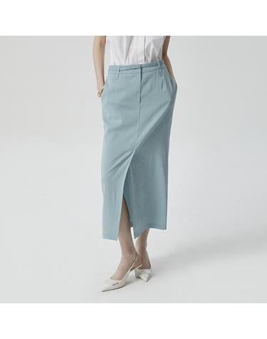 [컴젠] 여성 린넨 앞트임 스커트 L BLUE