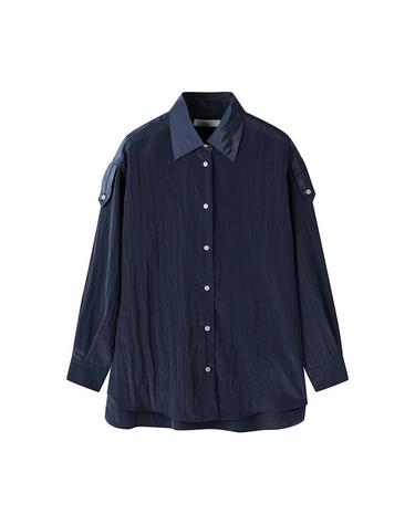 [컴젠] 여성 롤업 슬리브 셔츠 NAVY