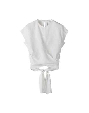 [컴젠] 여성 타이 볼륨 블라우스 WHITE