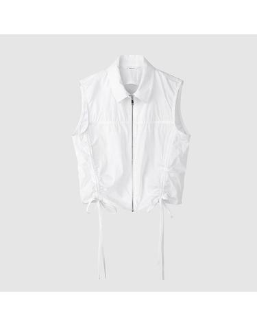 [컴젠] 여성 레이어드 디테일 집업 블라우스 WHITE