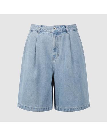 [컴젠] 여성 원턱 버뮤다 데님 숏츠 L JEAN