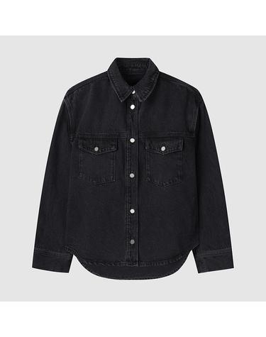 [컴젠] 여성 오버핏 데님 셔켓 BLACK