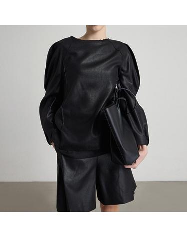 [컴젠] 여성 래글런슬리브 블라우스 BLACK
