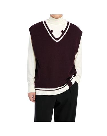 [컴젠] 남성 캐시미어 브이넥 베스트 BURGUNDY