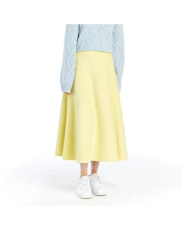 [컴젠] 여성 울 블렌드 플레어 스커트 LEMON