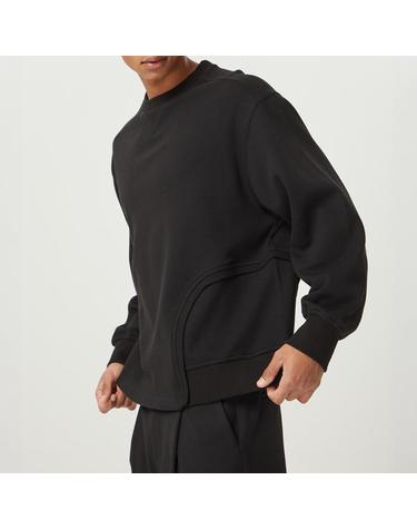 [컴젠] 남성 컷아웃 레이어드 스웻셔츠 BLACK