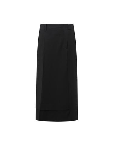 [컴젠] 여성 비대칭 H라인 롱스커트 BLACK