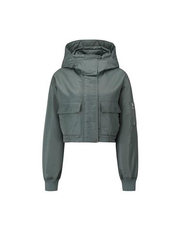 [컴젠] 여성 크랍 후드 봄버 점퍼 KHAKI