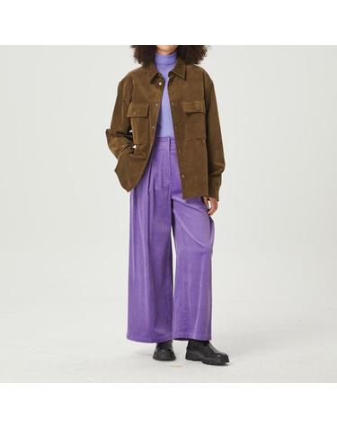 [컴젠] 여성 코듀로이 투턱 와이드핏 팬츠 PURPLE
