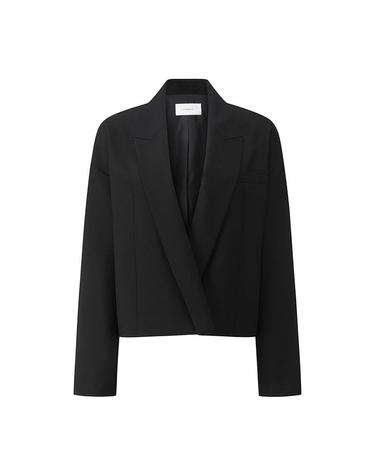 [컴젠] 여성 컷팅 카라 크랍쟈켓 BLACK