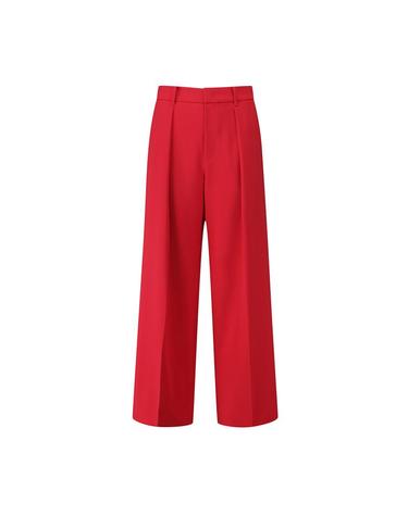 [컴젠] 여성 원턱 와이드 팬츠 RED