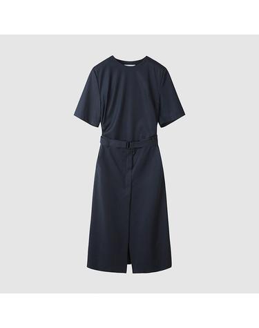 [컴젠] 여성 벨티드 랩스타일 원피스 D NAVY