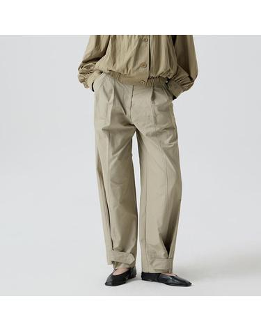 [컴젠] 여성 턱 디테일 세미와이드 팬츠 KHAKI BEIGE