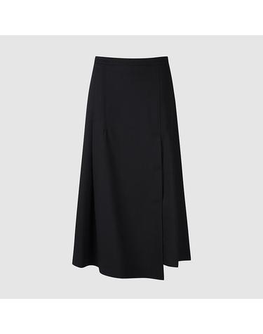 [컴젠] 여성 A라인 언발란스 햄라인 스커트 BLACK
