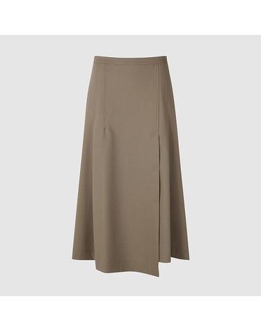 [컴젠] 여성 A라인 언발란스 햄라인 스커트 KHAKI