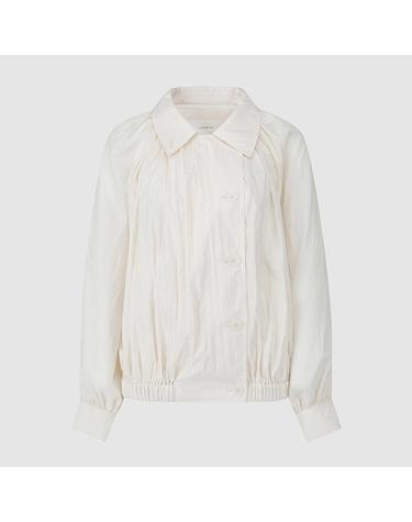 [컴젠] 여성 빅 카라 셔링 자켓 OFF WHITE