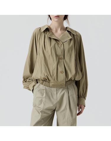 [컴젠] 여성 빅 카라 셔링 자켓 L KHAKI