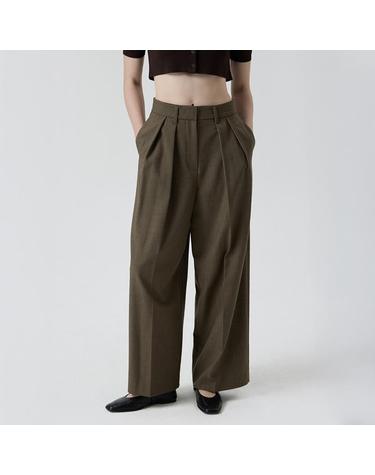 [컴젠] 여성 테일러드 투턱 팬츠 KHAKI BEIGE