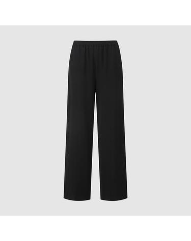 [컴젠] 여성 허리밴딩 와이드 팬츠 BLACK