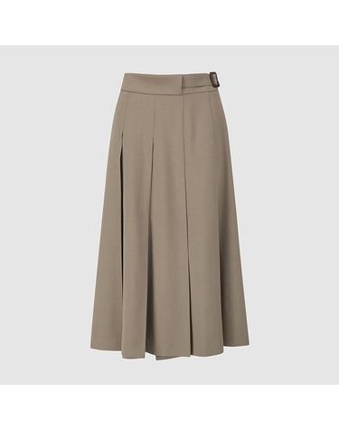 [컴젠] 여성 에이라인 플리츠스커트 D BEIGE