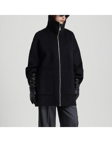 [컴젠] 여성 핸드메이드 집업 코트 BLACK