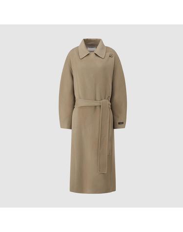 [컴젠] 여성 핸드메이드 덧장 디테일 코트 L KHAKI