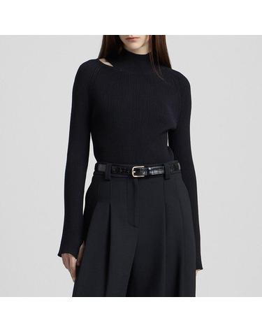 [컴젠] 여성 반넥 컷아웃 풀오버 BLACK