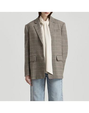 [컴젠] 여성 체크소재 싱글 투버튼 자켓 BEIGE CHECK