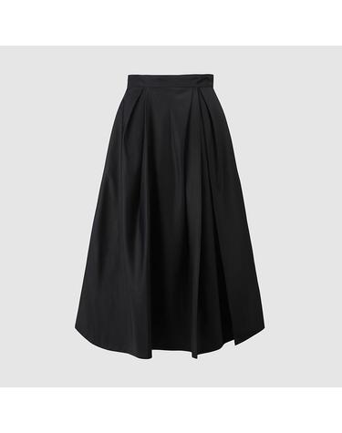 [컴젠] 여성 나일론 풀 플레어 스커트 BLACK
