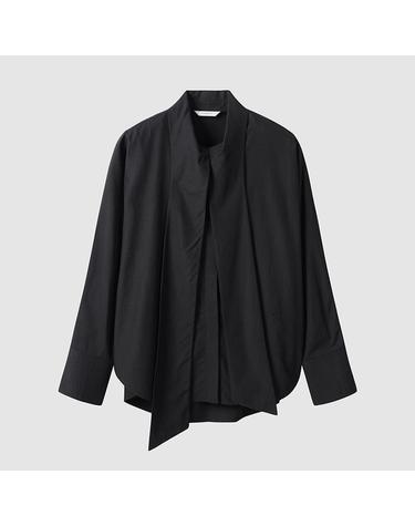 [컴젠] 여성 카라변형 돌먼 셔츠 BLACK