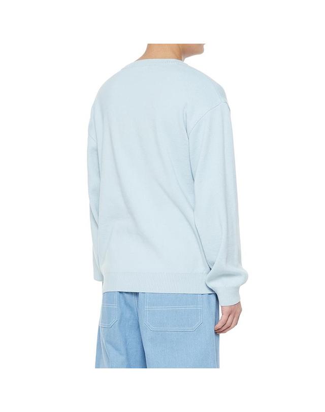 컴젠 [컴젠] 남성 데이라이트 블루 벌키 크루넥 스웨터 착용컷
