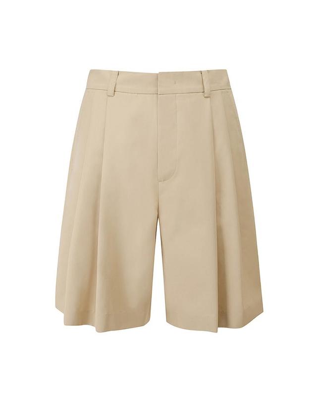 컴젠 [컴젠] 남성 투턱 와이드 하프팬츠 BEIGE 착용컷