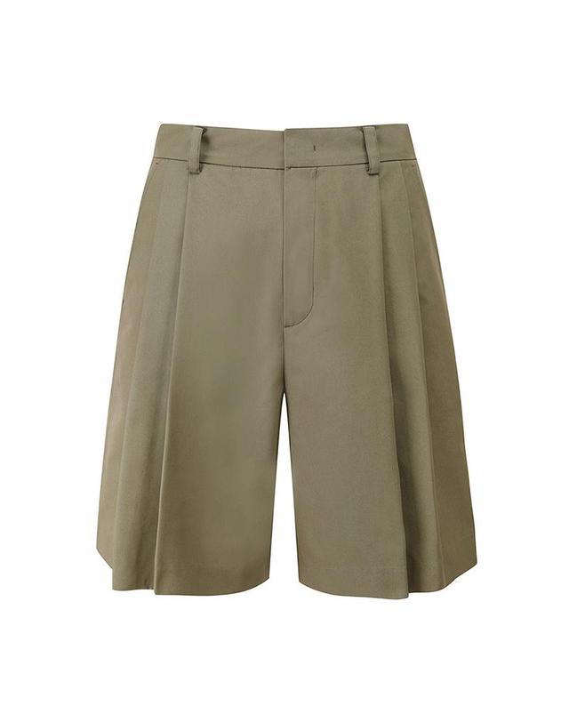 컴젠 [컴젠] 남성 투턱 와이드 하프팬츠 KHAKI 착용컷