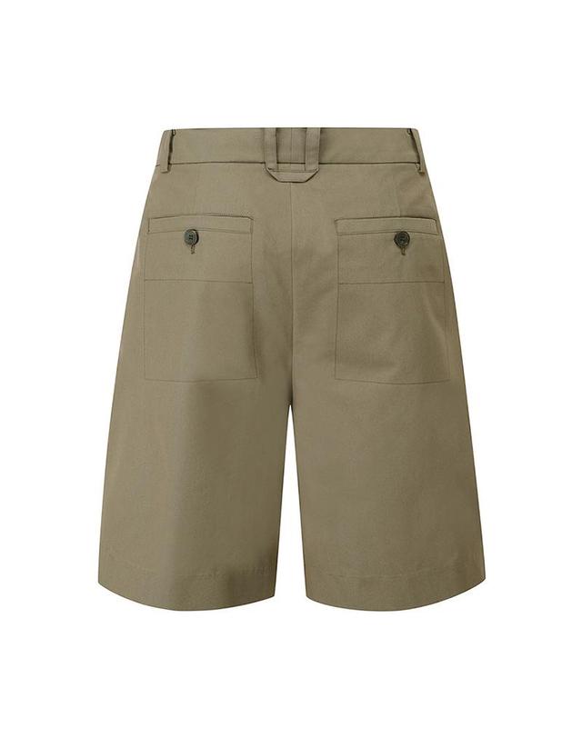 컴젠 [컴젠] 남성 투턱 와이드 하프팬츠 KHAKI 착용컷