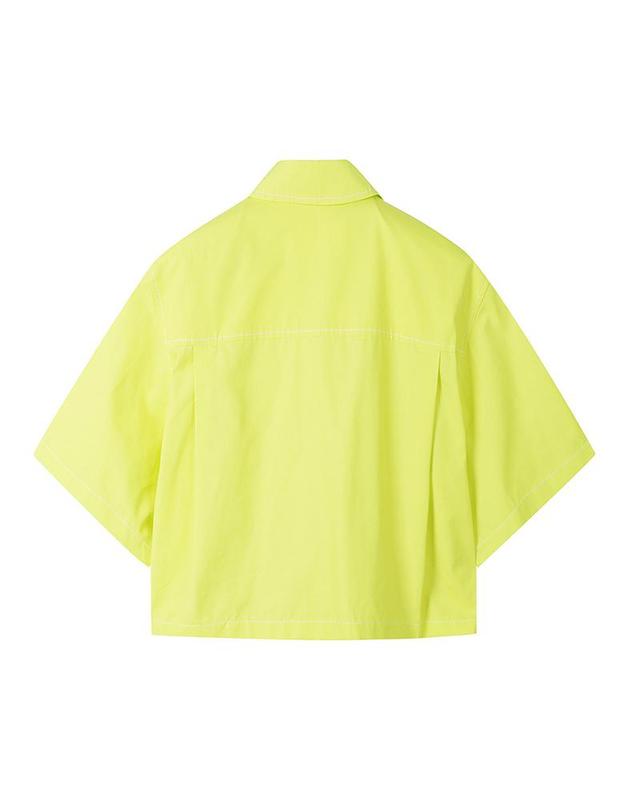 컴젠 [컴젠] 여성 스티치 배색 반팔 크랍 셔츠 LEMON 착용컷