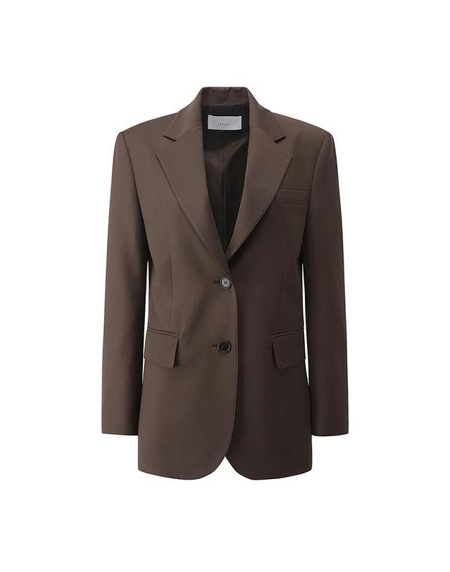 컴젠 [컴젠] 여성 테일러드 루즈핏 자켓 BROWN 착용컷