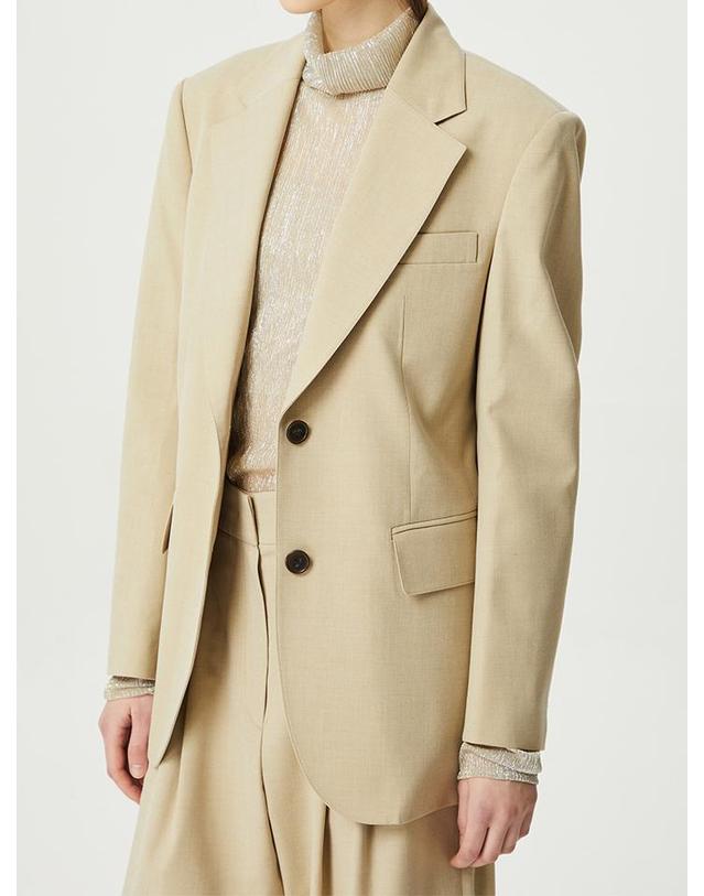 컴젠 [컴젠] 여성 테일러드 루즈핏 자켓 KHAKI BEIGE 착용컷
