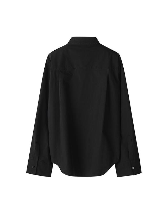 컴젠 [컴젠] 여성 와이드 커프스 롱슬리브 셔츠 BLACK 착용컷
