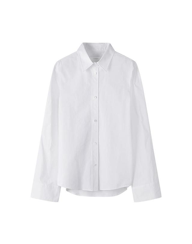 컴젠 [컴젠] 여성 와이드 커프스 롱슬리브 셔츠 WHITE 착용컷