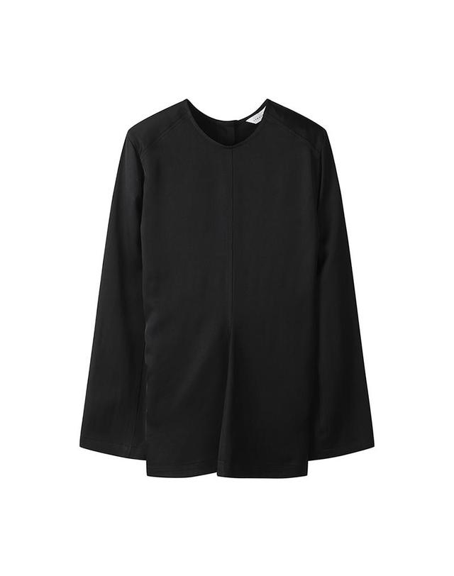 컴젠 [컴젠] 여성 센터 핏 플루이드 블라우스 BLACK 착용컷