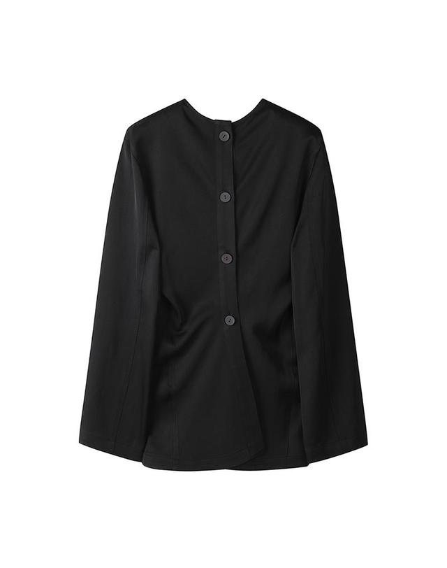 컴젠 [컴젠] 여성 센터 핏 플루이드 블라우스 BLACK 착용컷