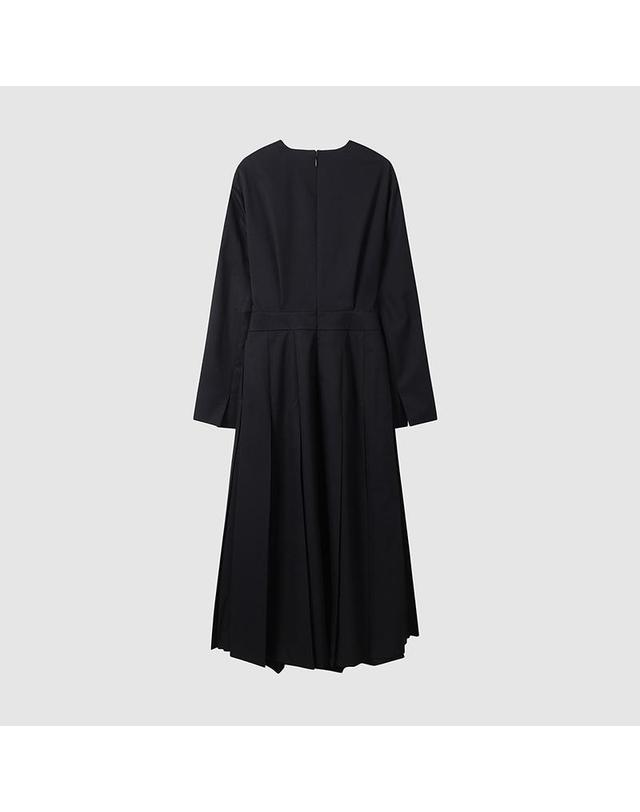 컴젠 [컴젠] 여성 롱슬리브 플리츠 원피스 BLACK 착용컷