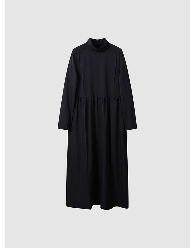 컴젠 [컴젠] 여성 실키 하이넥 롱 드레스 BLACK 착용컷