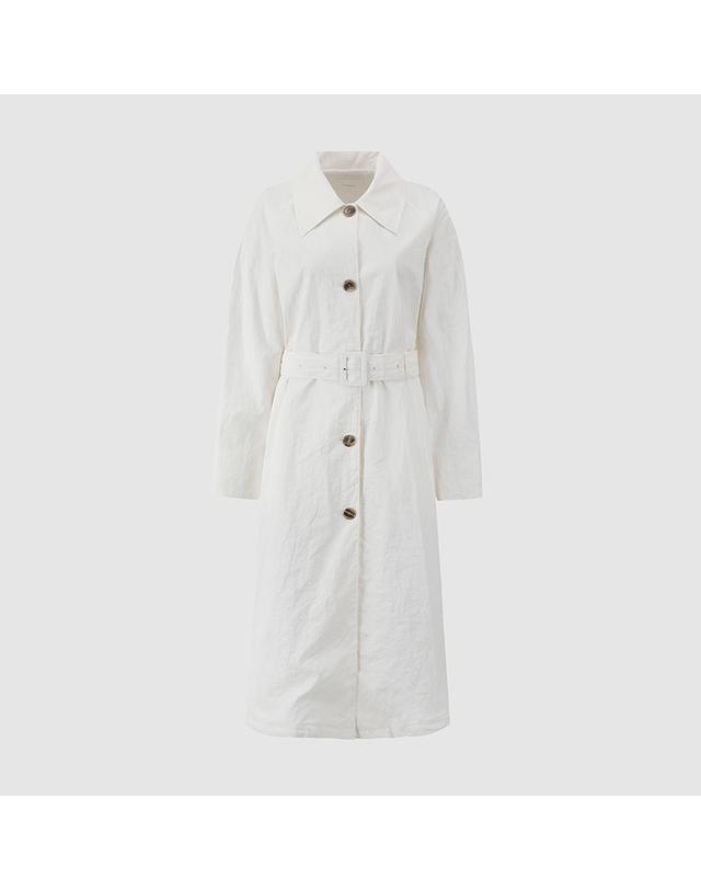컴젠 [컴젠] 여성 링클 카라 포인트 코트 OFF WHITE 착용컷