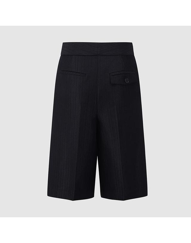 컴젠 [컴젠] 여성 조직감 버뮤다 팬츠 BLACK 착용컷
