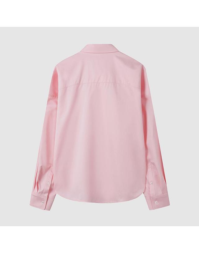 컴젠 [컴젠] 여성 오버핏 크롭 셔츠 L PINK 착용컷